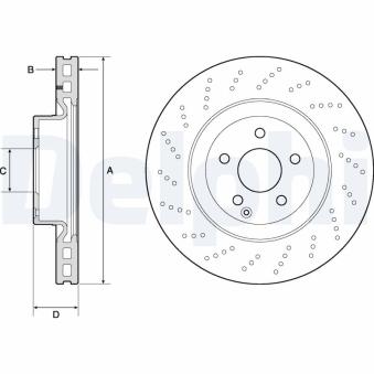 Jeu de 2 disques de frein avant DELPHI BG9188C pour FORD TRANSIT E 350 BlueTEC - 252cv