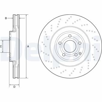 Jeu de 2 disques de frein avant DELPHI BG9192C pour DAEWOO LANOS 350 - 306cv