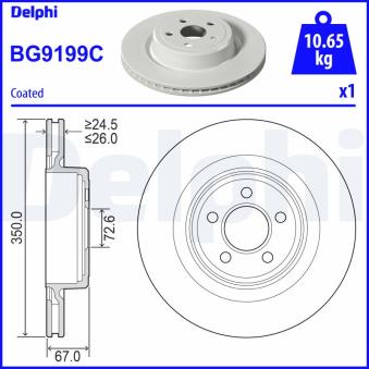 Jeu de 2 disques de frein arrière DELPHI BG9199C pour CHRYSLER 300 3.0 CRD - 218cv