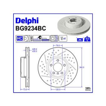 Jeu de 2 disques de frein avant DELPHI BG9234BC pour TOYOTA CAMRY 330 e - 252cv