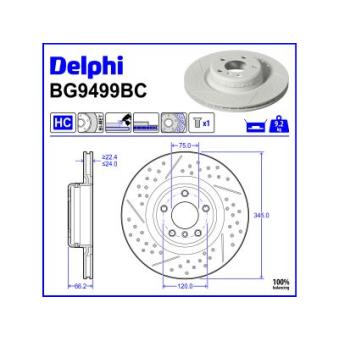 Jeu de 2 disques de frein arrière DELPHI BG9499BC pour LAND ROVER DISCOVERY SPORT 320 i - 184cv