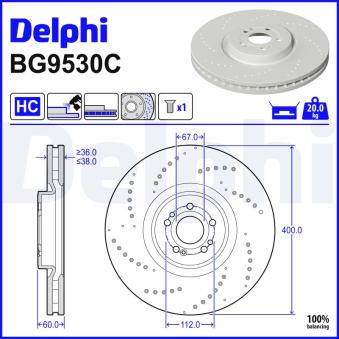Jeu de 2 disques de frein avant DELPHI BG9530C pour MERCEDES-BENZ GLE GLE 350 de 4-matic - 333cv