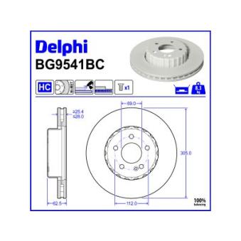 Jeu de 2 disques de frein avant DELPHI BG9541BC pour FIAT IDEA E 200 - 184cv