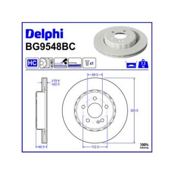 Jeu de 2 disques de frein arrière DELPHI BG9548BC