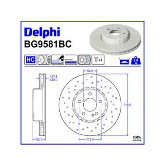 Jeu de 2 disques de frein avant DELPHI BG9581BC