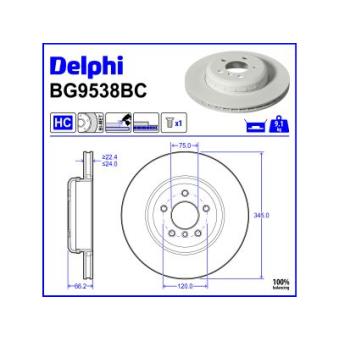 Jeu de 2 disques de frein arrière DELPHI BG9583BC pour CHEVROLET EPICA 320 i Efficient Dynamics - 170cv