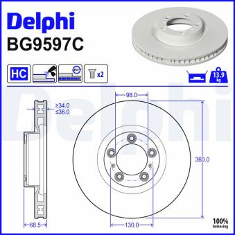 Disque de frein avant droit DELPHI OEM 9J1615302A Disque de frein avant droit DELPHI OEM 9J1615302A