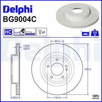 Jeu de 2 disques de frein arrière DELPHI BG9604C pour MERCEDES-BENZ CLASSE G G 400 d 4-matic - 330cv