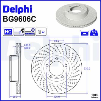 Disque de frein avant droit DELPHI OEM 99735140200 Disque de frein avant droit DELPHI OEM 99735140200