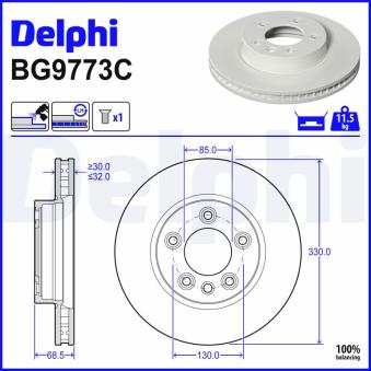 Jeu de 2 disques de frein arrière DELPHI [BG9773C]