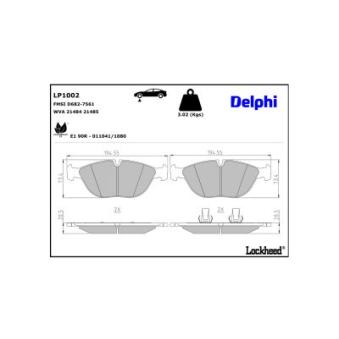 Jeu de 4 plaquettes de frein avant DELPHI LP1002 pour NISSAN TIIDA C 43 AMG - 306cv