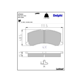 Jeu de 4 plaquettes de frein avant DELPHI OEM 5580061G60
