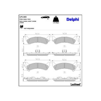 Jeu de 4 plaquettes de frein arrière DELPHI [LP1183]