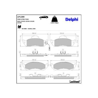 Jeu de 4 plaquettes de frein avant DELPHI [LP1299]