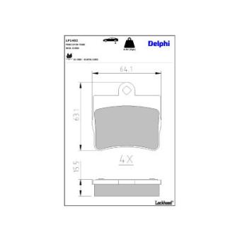 Jeu de 4 plaquettes de frein arrière DELPHI LP1402 pour MERCEDES-BENZ CLASSE C C 230 T Kompressor - 193cv