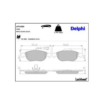 Jeu de 4 plaquettes de frein avant DELPHI LP1404 pour LEXUS ES 1.9 JTD - 110cv