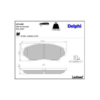 Jeu de 4 plaquettes de frein avant DELPHI [LP1448]