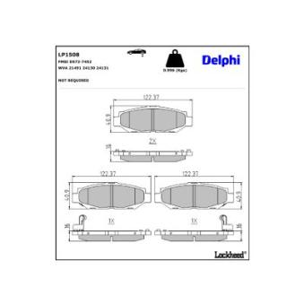 Jeu de 4 plaquettes de frein arrière DELPHI OEM 0446620050