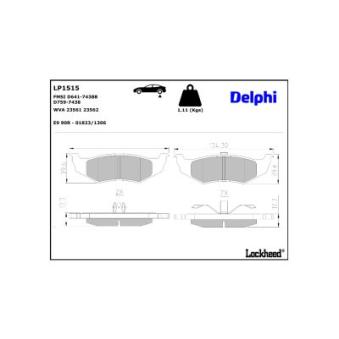 Jeu de 4 plaquettes de frein arrière DELPHI [LP1515]