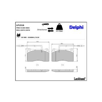 Jeu de 4 plaquettes de frein avant DELPHI OEM 9404252548