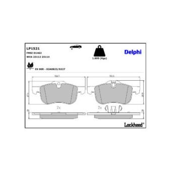 Jeu de 4 plaquettes de frein avant DELPHI OEM GBP90342AF