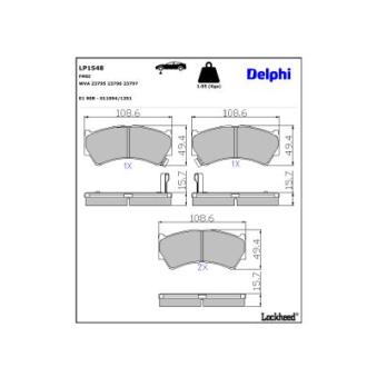 Jeu de 4 plaquettes de frein avant DELPHI LP1548 pour NISSAN ALMERA 1.4 - 87cv