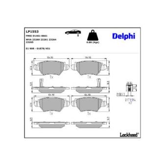 Jeu de 4 plaquettes de frein arrière DELPHI OEM 9196457