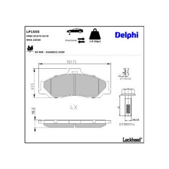 Jeu de 4 plaquettes de frein avant DELPHI OEM 4509599