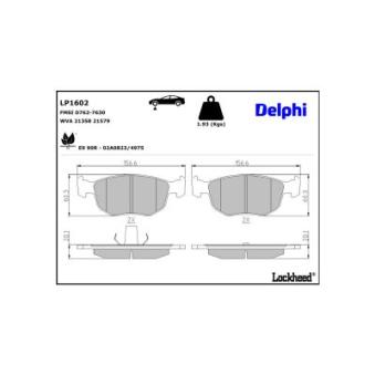 Jeu de 4 plaquettes de frein avant DELPHI LP1602 pour FORD MONDEO 2.0 i 16V 4x4 - 132cv