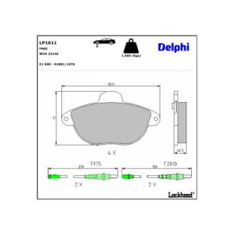 Jeu de 4 plaquettes de frein avant DELPHI OEM 425158