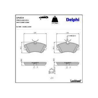 Jeu de 4 plaquettes de frein avant DELPHI OEM 6025370851 Jeu de 4 plaquettes de frein avant DELPHI OEM 6025370851
