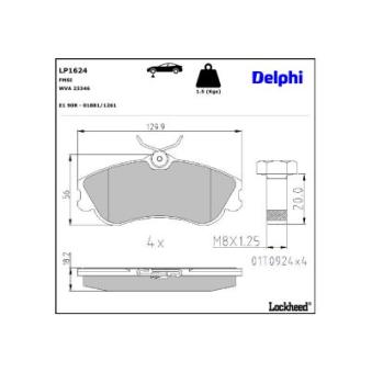 Jeu de 4 plaquettes de frein avant DELPHI OEM 1617273180