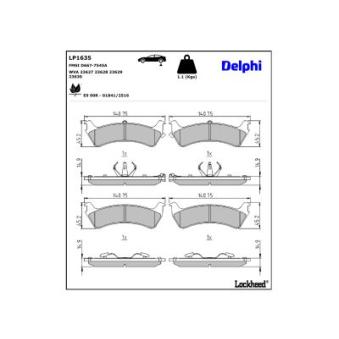 Jeu de 4 plaquettes de frein arrière DELPHI [LP1635]