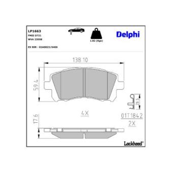 Jeu de 4 plaquettes de frein avant DELPHI [LP1663]