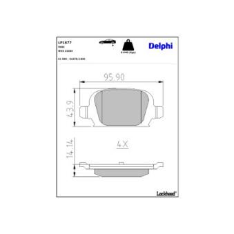 Jeu de 4 plaquettes de frein arrière DELPHI OEM 9200132