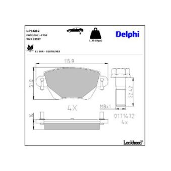Jeu de 4 plaquettes de frein arrière DELPHI [LP1682]