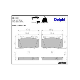 Jeu de 4 plaquettes de frein avant DELPHI LP1688 pour MERCEDES-BENZ SL 500 - 306cv