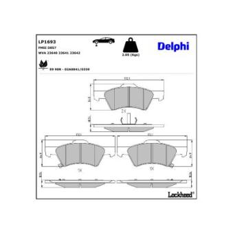Jeu de 4 plaquettes de frein avant DELPHI LP1693 pour CITROEN C4 Grand Picasso 3.8 AWD - 218cv