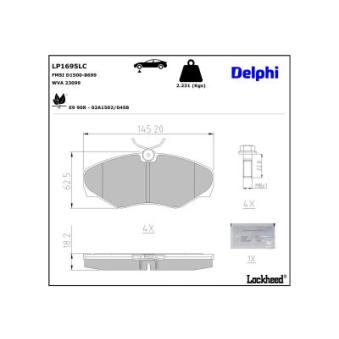 Jeu de 4 plaquettes de frein avant DELPHI OEM 4414021