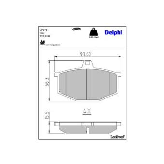 Jeu de 4 plaquettes de frein avant DELPHI LP170 pour LADA GRANTA 1.4 - 110cv