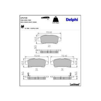 Jeu de 4 plaquettes de frein arrière DELPHI [LP1710]