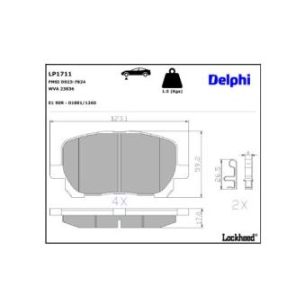 Jeu de 4 plaquettes de frein avant DELPHI OEM 0446502080