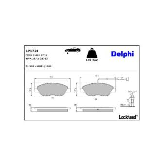 Jeu de 4 plaquettes de frein avant DELPHI [LP1720]