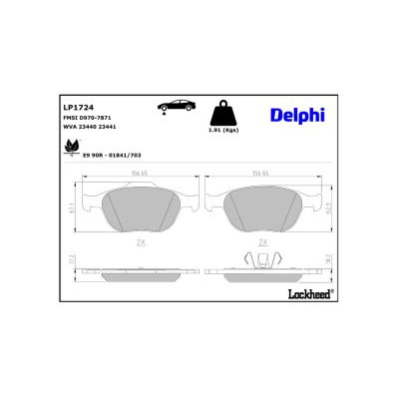 Jeu de 4 plaquettes de frein avant DELPHI LP1724 - Visuel 2