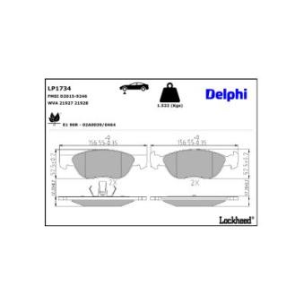 Jeu de 4 plaquettes de frein avant DELPHI LP1734 pour FIAT BRAVO 1.6 - 103cv
