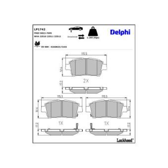 Jeu de 4 plaquettes de frein avant DELPHI [LP1742]