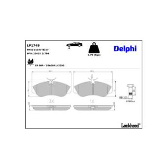Jeu de 4 plaquettes de frein avant DELPHI [LP1749]