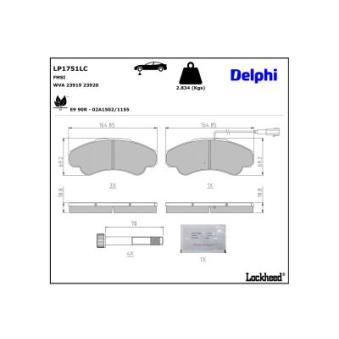 Jeu de 4 plaquettes de frein avant DELPHI OEM 9949362