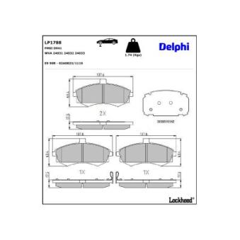 Jeu de 4 plaquettes de frein avant DELPHI [LP1788]