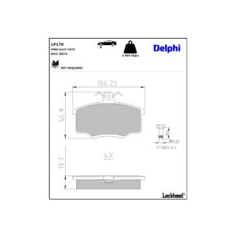 Jeu de 4 plaquettes de frein avant DELPHI LP179 pour AUDI A3 1.6 GLE - 110cv